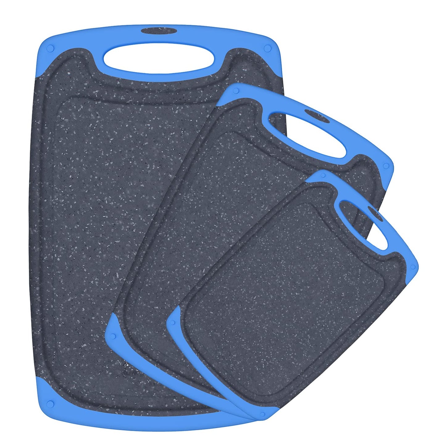 Cutting Boards for Kitchen, Large-Small Cutting Board Set of 3, Dishwasher Safe, Juice Groove, Easy Grip Handle, Non-Slip Rubber Cutting Board