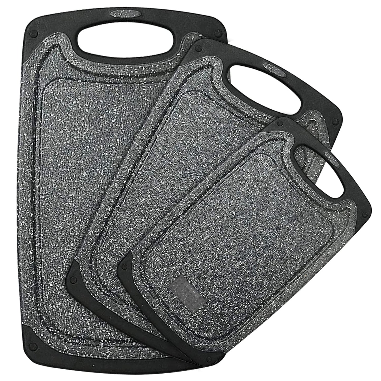 Cutting Boards for Kitchen, Large-Small Cutting Board Set of 3, Dishwasher Safe, Juice Groove, Easy Grip Handle, Non-Slip Rubber Cutting Board